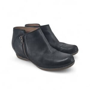 Dansko Leyla‎ Black Leather Wedge Booties Size 38